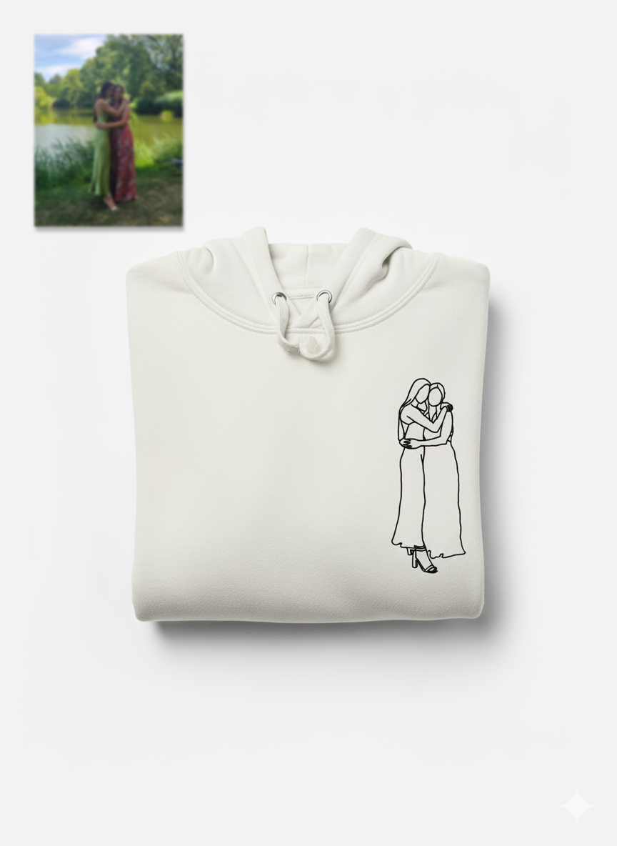 Custom Outline Embroidered Hoodie
