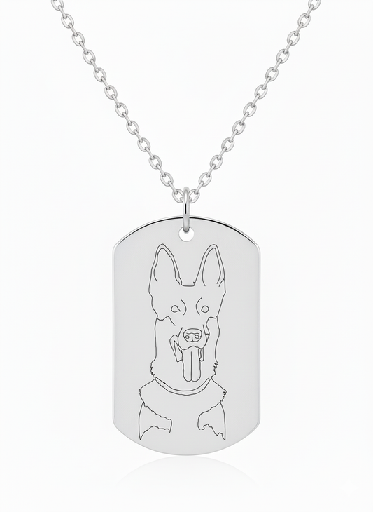 Custom Outline Military Tag Necklace