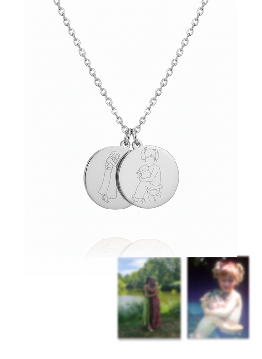 Custom Outline Double Coin Necklace