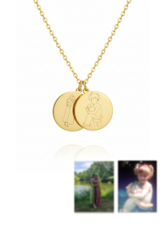 Custom Outline Double Coin Necklace