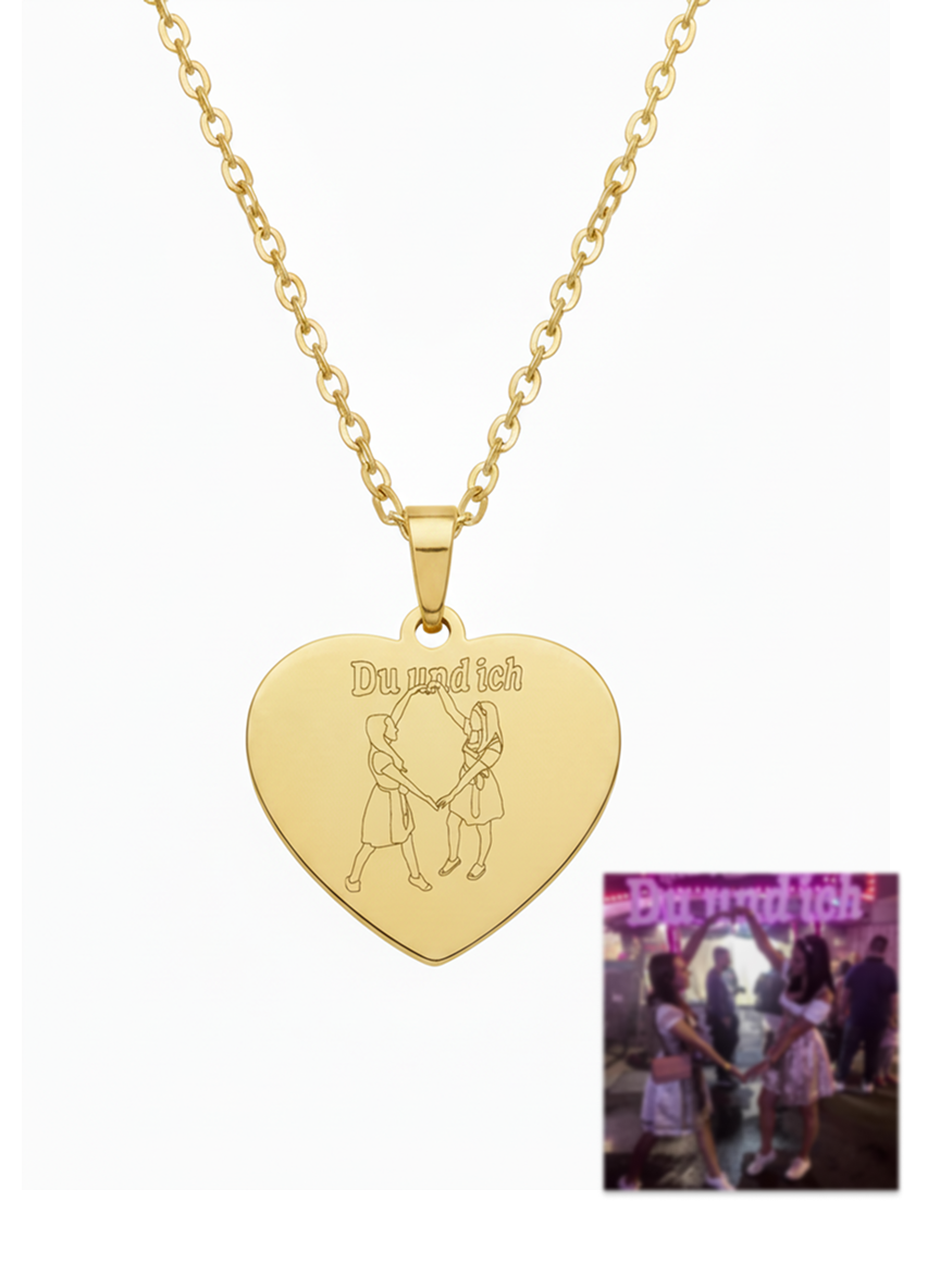 Custom Outline Heart Necklace