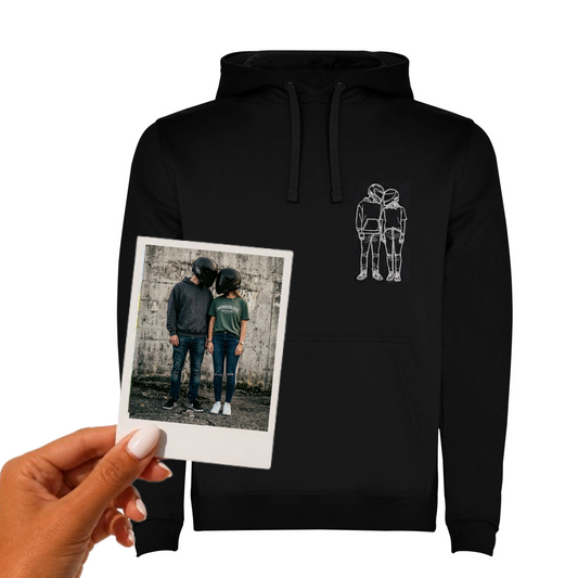 Couple Custom Outline Embroidered Hoodie