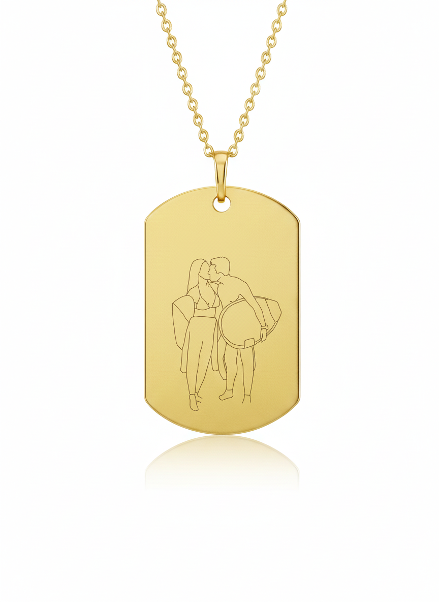 Custom Outline Military Tag Necklace