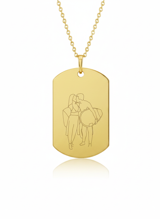 Custom Outline Military Tag Necklace